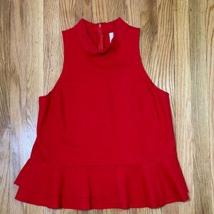 Anthropologie Red Sleeveless Peplum Tank